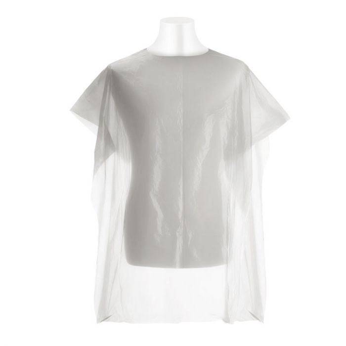 MANTELLINA MONOUSO PARRUCCHIERE BIANCA, STESA IN POLIETILENE, CONF. 30 PZ