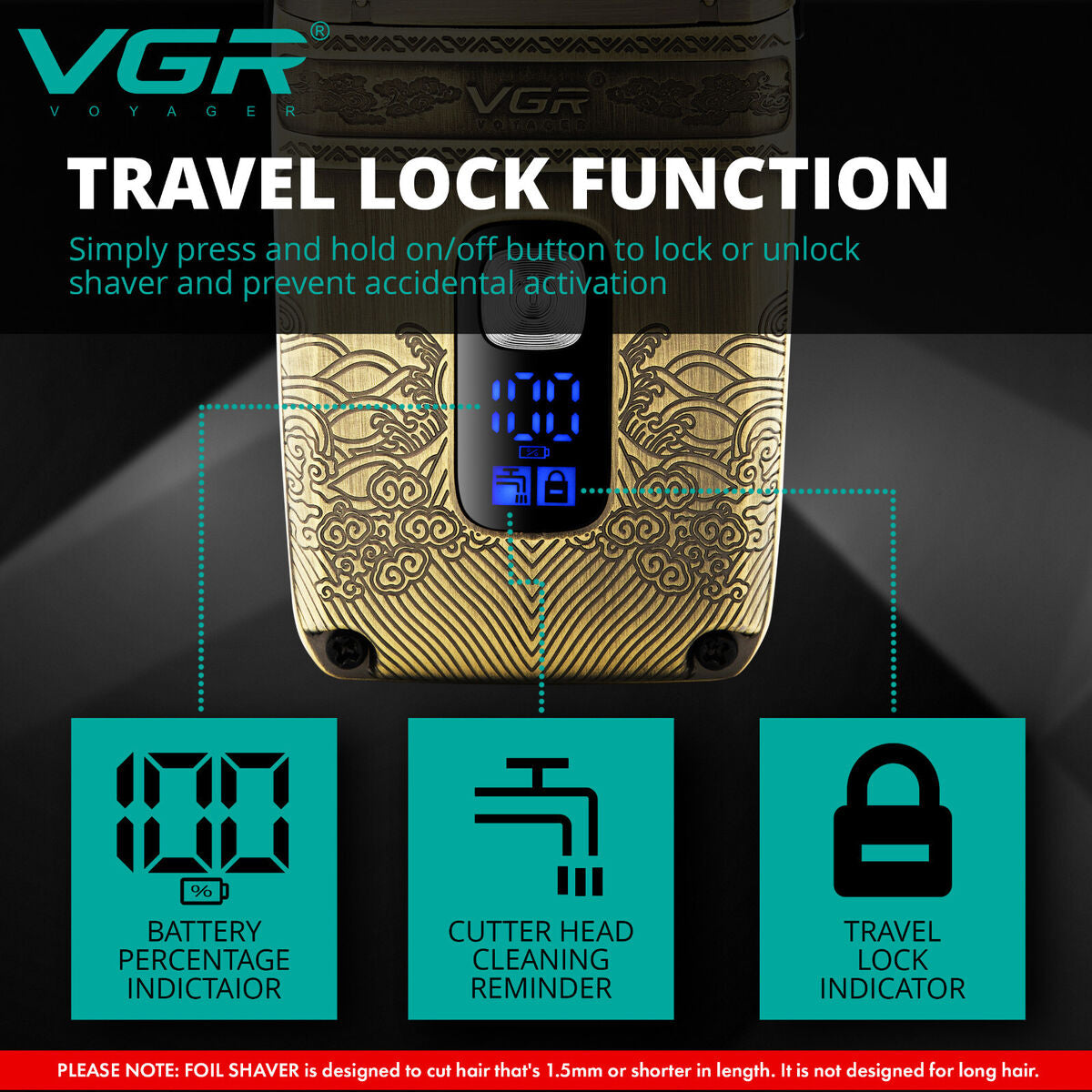 Rasoio elettrico a lamina ricaricabile IPX6 lavabile V-335